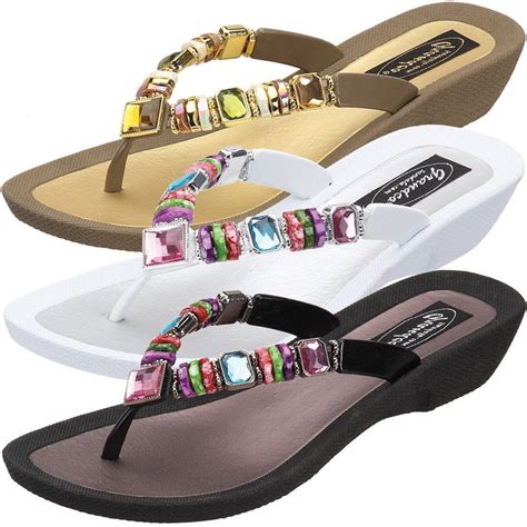 Grandco Sandals Thongs Jeweled Beaded Sandals For Women The