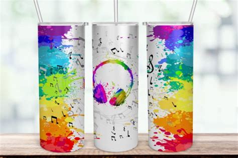 Music Notes Rainbow Tumbler Wrap PNG Graphic by MP Digital Art