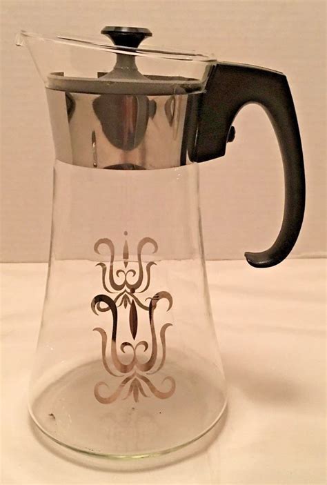 Whether you're looking for a compact container or keychain pill. Vintage Retro Clear Glass Coffee Carafe With Silver Band ...