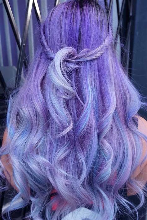 25 Braided Hairstyles For Your Purple Hair Long Hair Styles Lavender