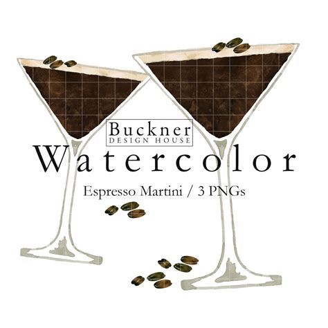 Watercolor Espresso Martini Clip Art Martinis Etsy