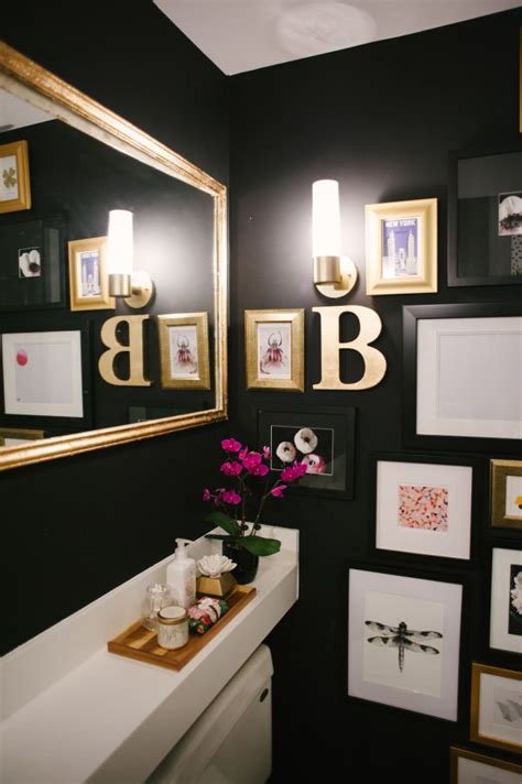 Decorating with metallics, especially gold, is super trendy right now, and it's easy to add a bit of gilded age splendor to your house without going overboard. The Vault Files' Home Tour | Black, gold bathroom, Gold ...