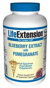 Life extension blueberry extract, potent antioxidants for heart health, hair & skin, 60 vegetarian capsules. Life Extension Blueberry Extract with Pomegranate 60 Vegecaps