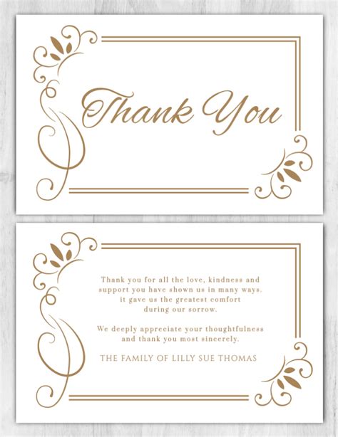 Minimalist Funeral Bereavement Sympathy Thank You Card