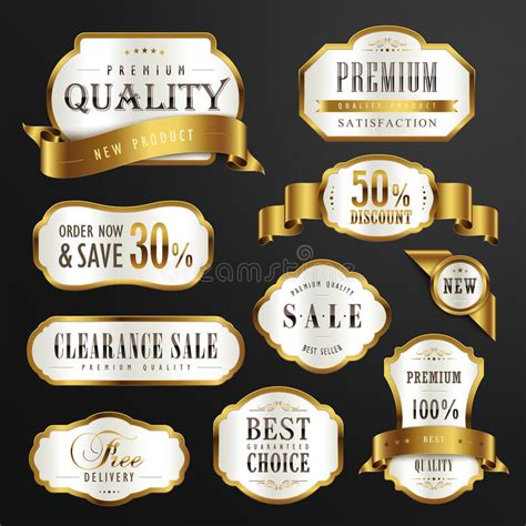 Premium Quality Golden Labels Design Stock Illustration Illustration