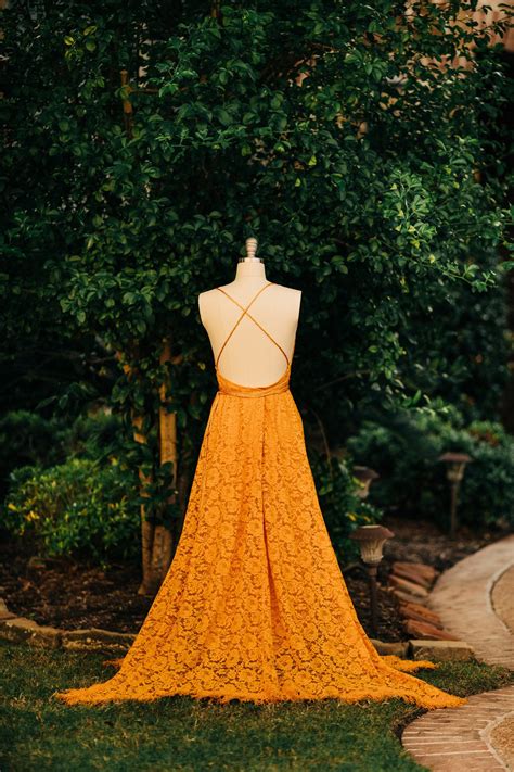 Mustard Yellow Wedding Dress Non Traditional Wedding Dress Etsy