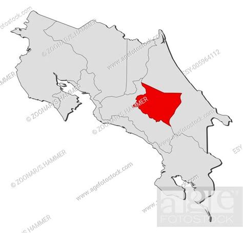 Map Of Costa Rica Cartago Highlighted Stock Photo Picture And Low