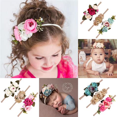 Various Infant Kids Baby Girl Boys Cute Flower Hairband Soft Elastic