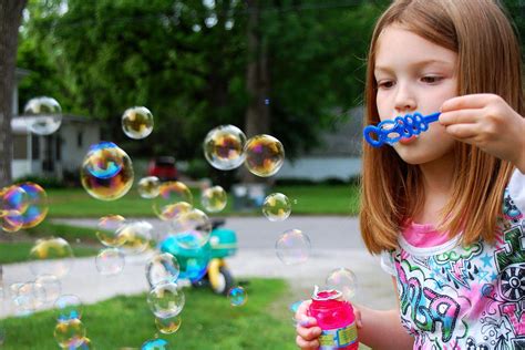 Child Girl Blowing Bubbles Hd Desktop Wallpaper Widescreen High