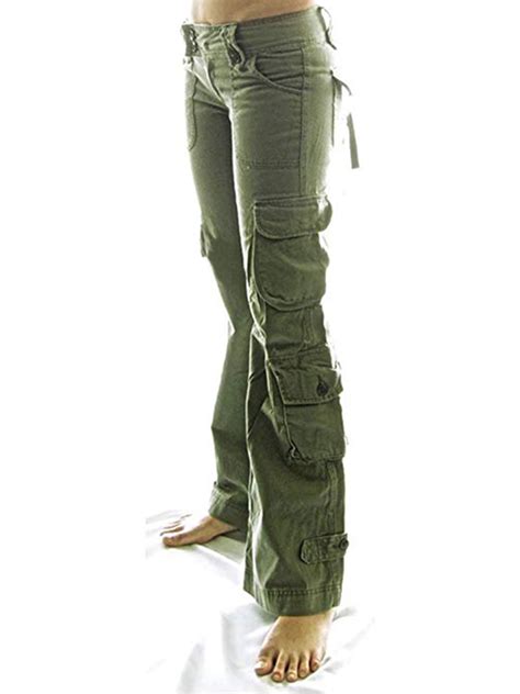 znu women s casual straight long cargo pants loose pocket overalls wide leg trousers