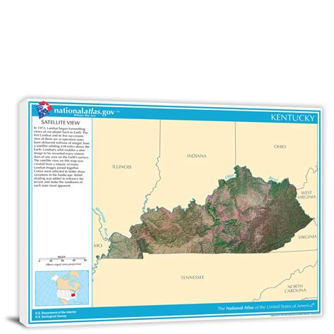 Kentucky National Atlas Satellite View 2022 Canvas Wrap