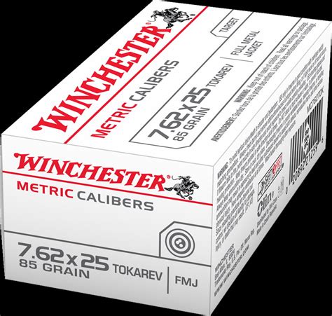 Winchester Usa Handgun Metric Calibers 762x25mm Tokarev 85 Grain Full