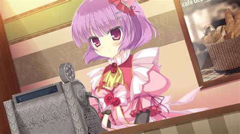 Purple Haired Anime Cashier Anime Girl Hd Wallpaper Wallpaper Flare