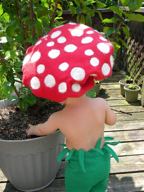 Diy Baby Mushroom Costume Fleece With Felted Wool Dots For More