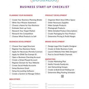printable craft business startup checklist small business