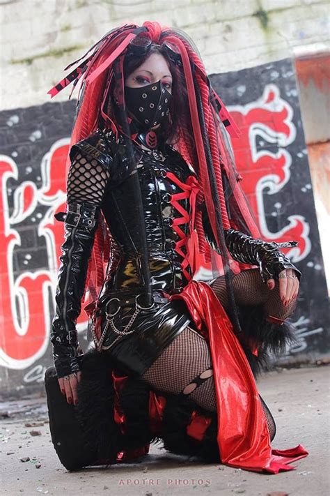 Red And Black Cyber Goth Alt Model Pitite Oudy Including Post
