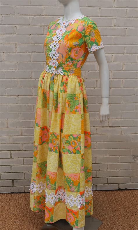 Lilly Pulitzer Fruit And Floral Print Maxi Dress 1960s At 1stdibs