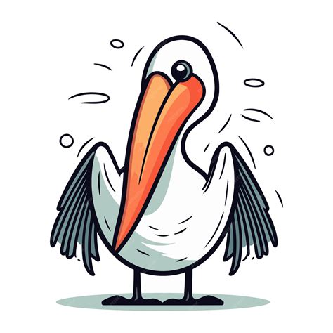 Pelicano De Desenho Animado Ilustração Vetorial Isolada Em Fundo Branco