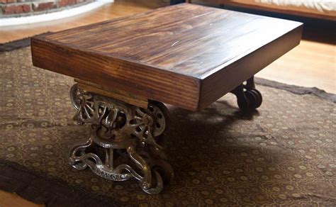 Vasagle industrial side table, end table for coffee laptop tablet, mobile table with rolling casters, steel frame, for living room, bedroom, rustic brown and black ulnt50x. Custom Barn Trolley Coffee Table | Etsy Naturalideaz Ideas ...