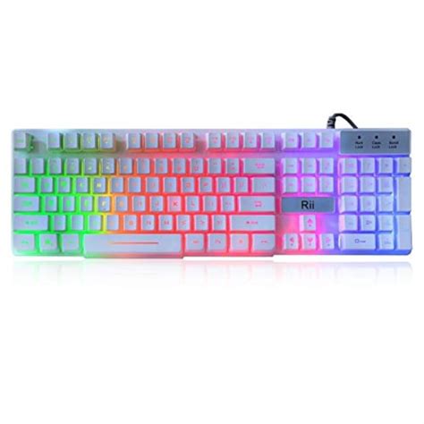 Rii Rk100 White Gaming Keyboardusb Wired Multiple Colors Rainbow Led