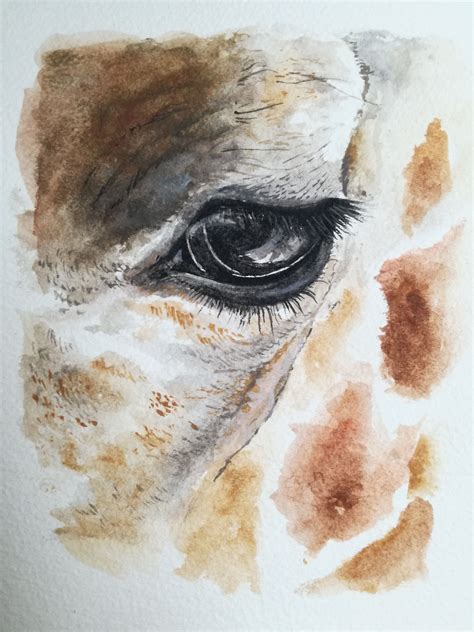 Watercolor Giraffe Eye Close Up Yorkie Painting Watercolor Paintings
