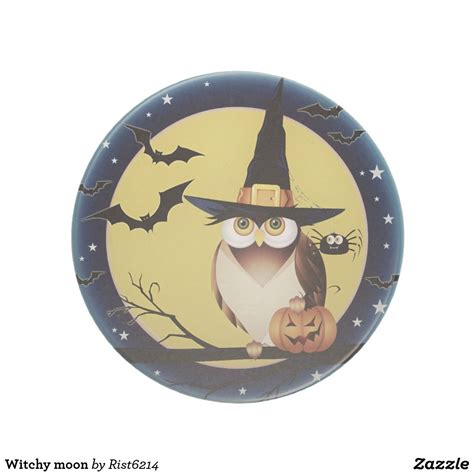 Witchy Moon Sandstone Coaster Vintage Halloween Witch Sandstone