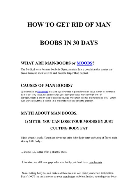 pdf how to get rid of man boobs in 30 days what are man boobs or moobs causes of man boobs