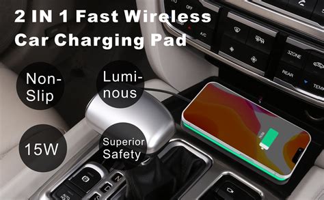 Polmxs Wireless Car Charger 2 In 1 15w Fast Wireless Charger Pad Car