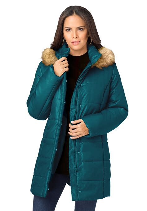Roamans Roamans Womens Plus Size Classic Length Puffer Jacket With