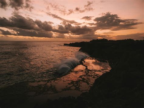 Ocean Waves Crashing On Shore During Sunset · Free Stock Photo