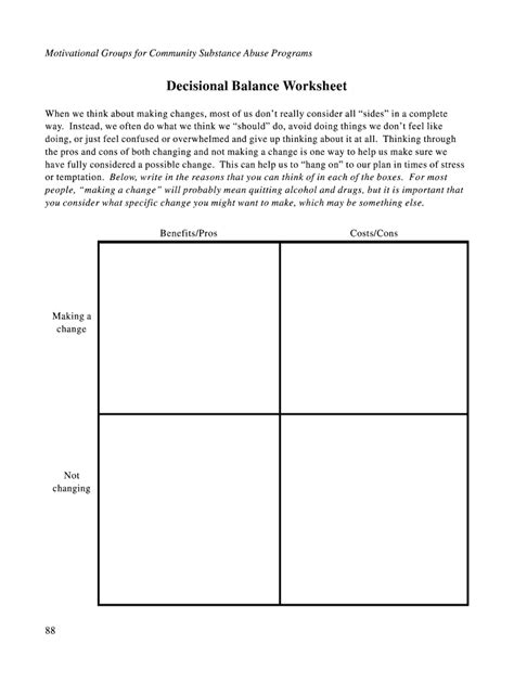 Decision Making Worksheet Therapy