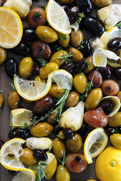 Marinate the veggies with the remaining marinade. Lemon & Herb Roasted Olives in 2020 | Roasted olives ...