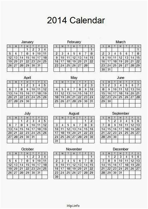 2014 Calendar Free Download A4 Paper Size 75 Dpi