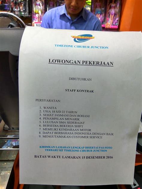 Contoh surat lamaran kerja di indomaret. Loker Timezone Cibubur Junction | Loker Cileungsi-Bogor ...