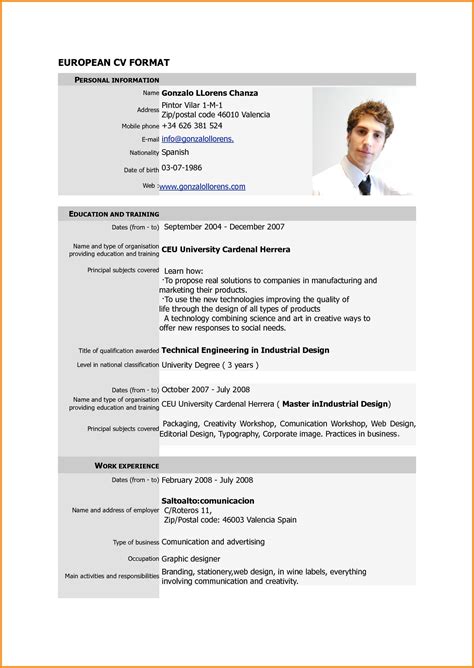 A good example in this case is america, where a resume typically has only data about university and. Format Of A Cv For Job Application | Letters - Free Sample Letters
