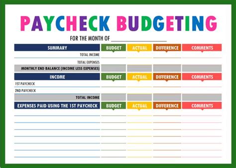 Free Printable Weekly Paycheck Budget Worksheets 1 Letter Worksheets