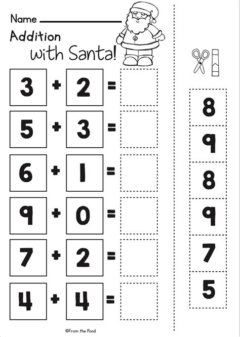 Christmas Addition Worksheet Kindergarten