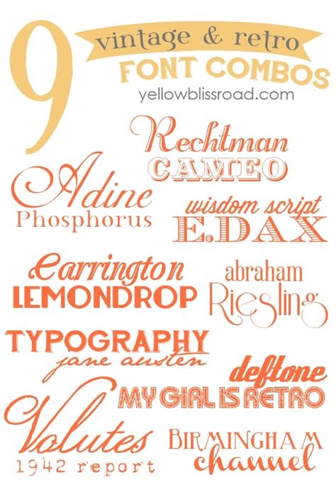 Vintage And Retro Inspired Free Font Combinations Yellow Bliss Road