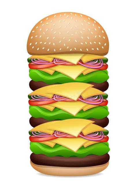 Vector Realistic Hamburger Classic Burger Stock Vector Illustration