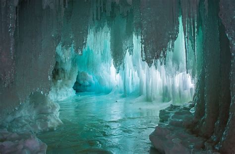 Cave Sunlight Ice Frost Glaciers Icicle Snow Free Download High