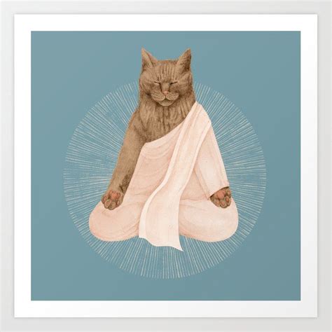 Meditating Cat Brown Art Print By Kind Spirits X Small Meditating