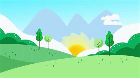 Morning Landscape With Sunrise Animation Background Youtube