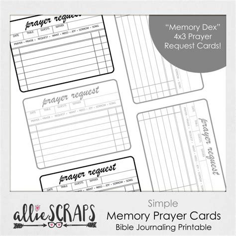Simple Memory Prayer Cards Printable Alliescraps Shop