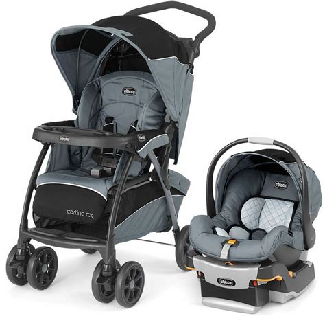 Chicco Cortina CX Baby Travel System Stroller w KeyFit 30 Car Seat Iron