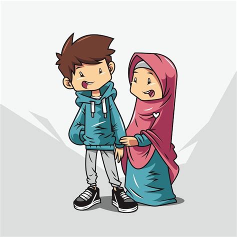 Premium Vector Muslim Couple Cartoon