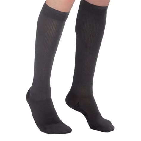 cotton premium medical compression stockings thigh high black class 2 open toe without