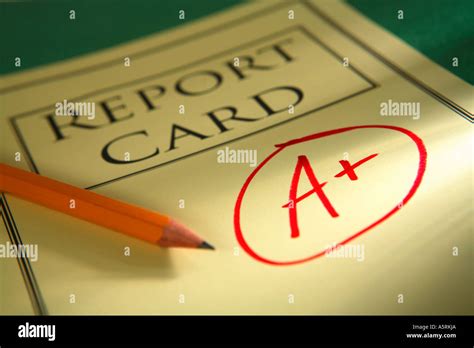 School Report Card With A Written On Front Stock Photo Alamy