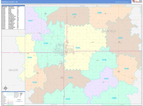 Garfield County Ok Wall Map Color Cast Style By Marketmaps
