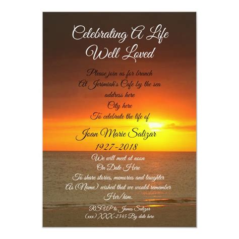 Celebration Of Life Memorial Invitation