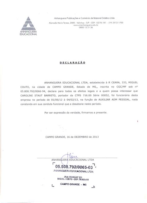 2014 Carta De Referencia Anhanguera Br